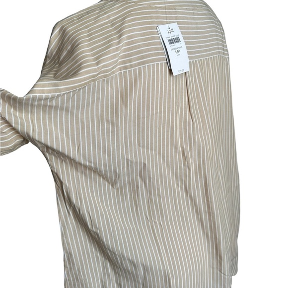 J. Jill Sandbar White Beige Button Up Pocket Front Blouse Top Size M/MP - Picture 6 of 17